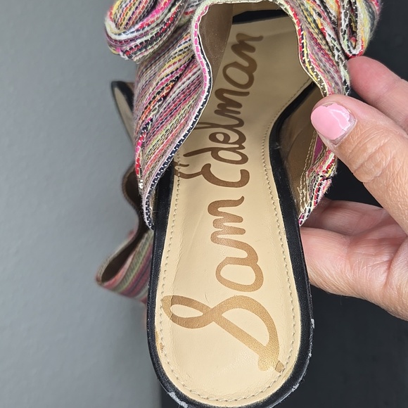 Sam Edelman Yumi Multi Color Bow Slide Heel Sandal Size 7 - Picture 10 of 11